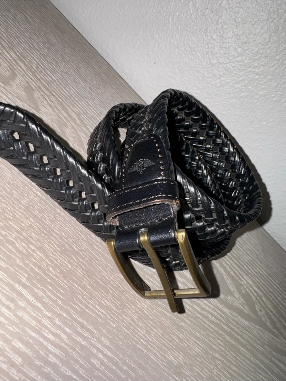 DOCKERS Men's Braided Leather Belt, Adjustable Casual Strap -black 42/105